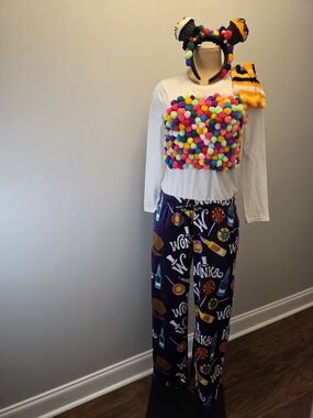 Happy Boxer WILLY Wonka Unisex Lounge Pants/Bubble Gum Shirt And Headpiece